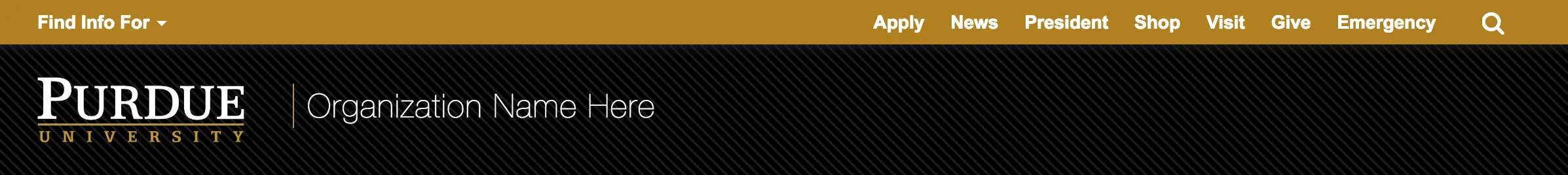 example of Purdue Templates header used in 2015 featuring a black and dark gray striped background